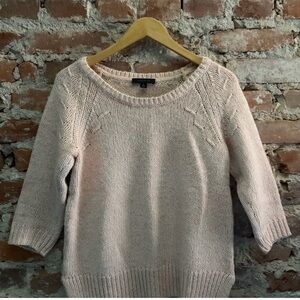 ann taylor pink cotton alpaca wool short sleeve sweater